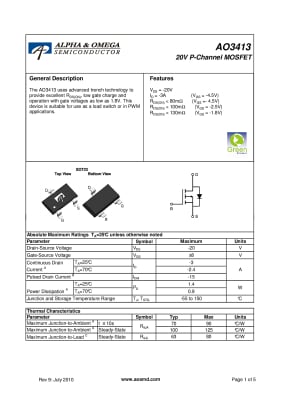 Транзистор AO3413 SOT-23
