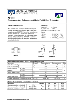 Транзистор AO4600 SO-8