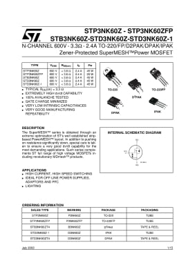 Транзистор STP3NK60Z TO-220