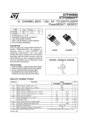 Транзистор STP5NB80FP TO-220F