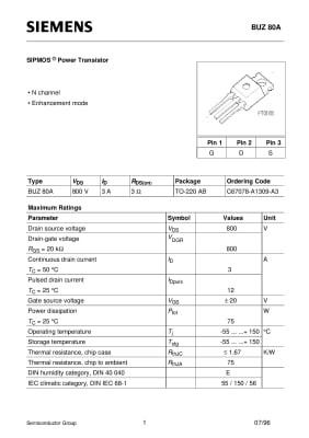 Транзистор BUZ80AF TO-220F