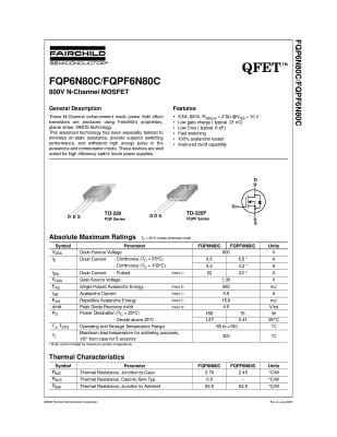 Транзистор FQPF6N80C TO-220F