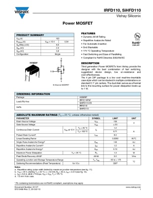 Транзистор IRFD110 SDIP-4