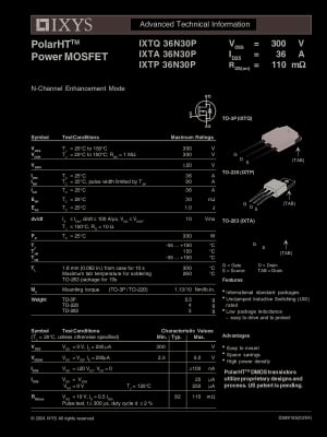 Транзистор IXTA36N30P TO-263