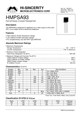 Транзистор MPSA93 TO-92