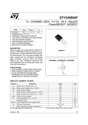 Транзистор STY34NB50 TO-247