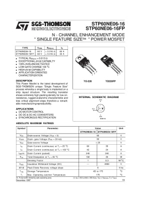 Транзистор STP60NE06-16 TO-220