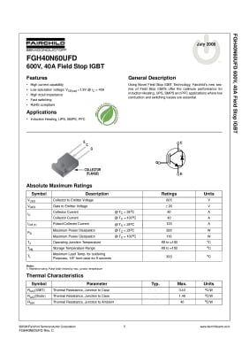 Транзистор IGBT G40N60UFD TO-3P