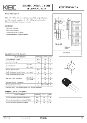 Транзистор IGBT KGT25N120kDA TO-3P