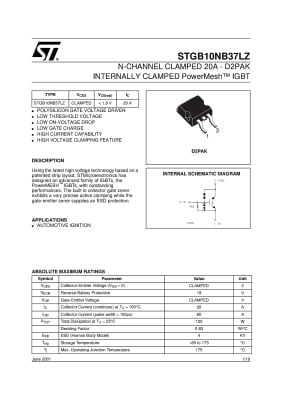 Транзистор STGB10NB37LZ  TO-263D2PAK