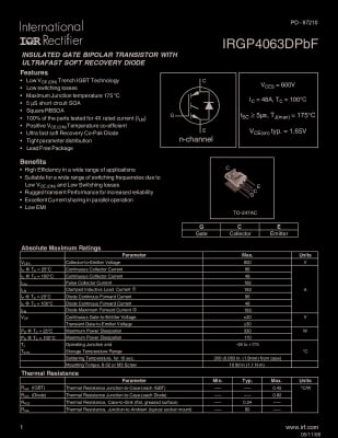 Транзистор IGBT IRGP4063D TO-247
