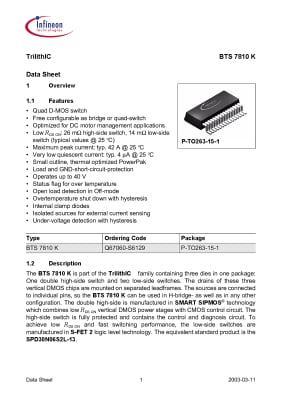 Интегрална схема BTS7810K PTO-263-15