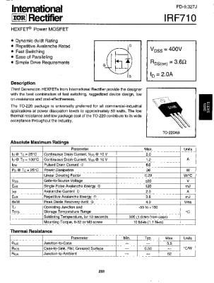 Транзистор IRF710  TO-220
