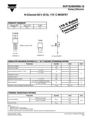 Транзистор SUB60N06-18 TO-263