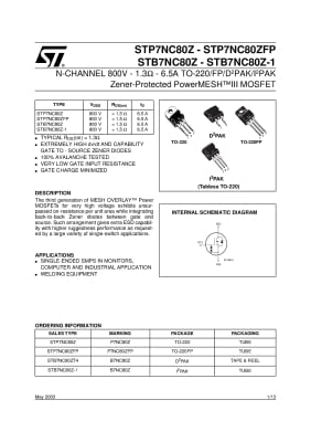 Транзистор STP7NK80ZFP TO-220F