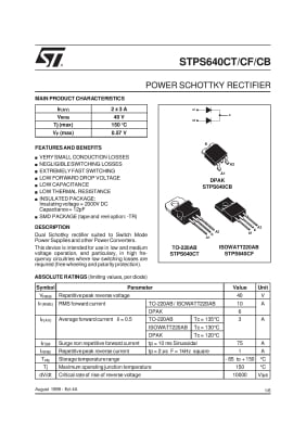 Транзистор STPS640CT TO-220