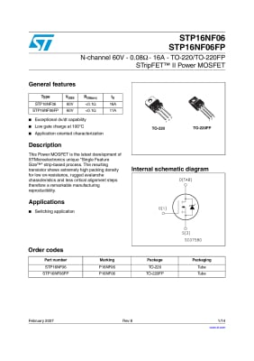 Транзистор STP16NF06F TO-220F