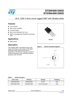 Транзистор IGBT STGW40N120KD TO-247