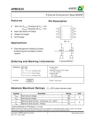Транзистор APM4925 SO-8