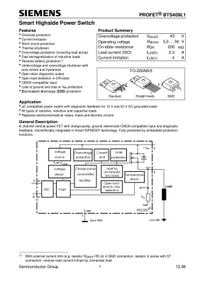 Интегрална схема BTS409L1 TO-220AB-5