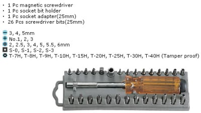 отверка+30бр.накрайници 8PK203
