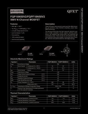 Транзистор FDP18N50 TO-220