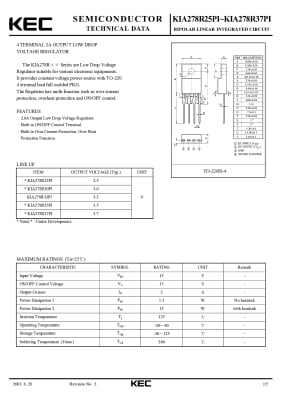 Интегрална схема KIA278R33 4PIN TO-220F