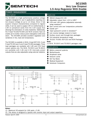 Интегрална схема SC1565I5M-2.5TRT TO-263-5