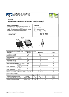 Транзистор AOD450 TO-252DPAK