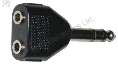 Аудио адаптер 6,35 mm стерео мъжки към 2 x 3,5 mm стерео женски