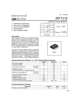 Транзистор IRF7316 SO-8