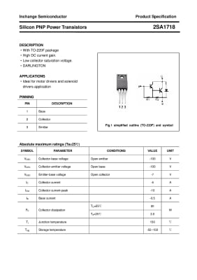 Транзистор 2SA1718 TO-220F