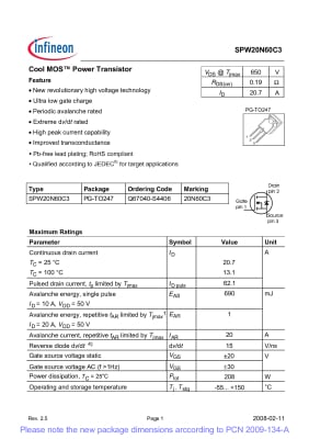 Транзистор SPW20N60C3 TO-247