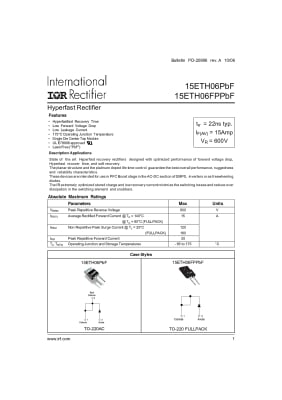 Диод 15ETH06FPPBF TO-220F