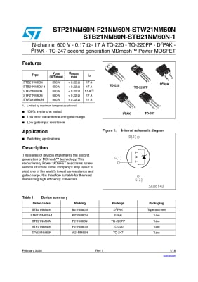 Транзистор STW21NM60N TO-247