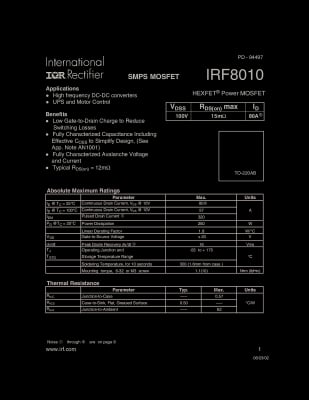 Tранзистор  IRF8010
