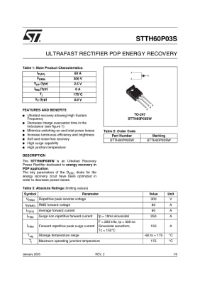 Диод STTH60P03S TO-247