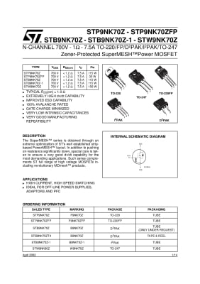Транзистор STW9NK70Z TO-247