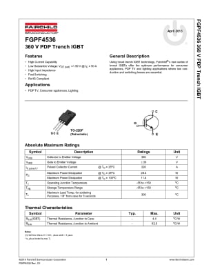 Транзистор IGBT FGPF4536 TO-220-3