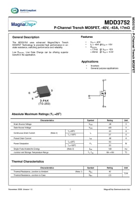 Транзистор MDD37520 TO-252D2PAK