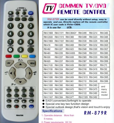 Дистанционно управление  RC RM-879R UNIVERSAL FOR TV JVC