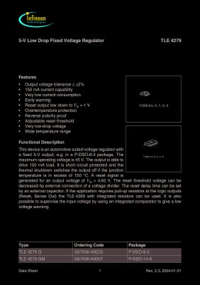 Интегрална схема TLE4279GMCT PDSO-14