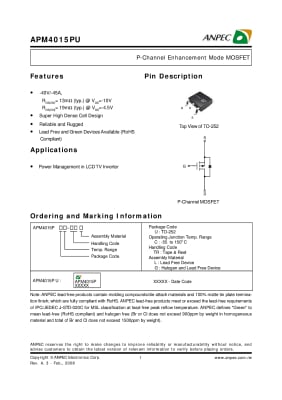 Транзистор APM4015P TO-252