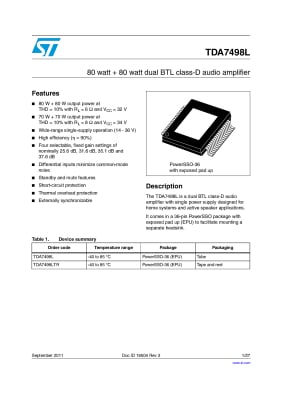 Интегрална схема  TDA7498L SMD