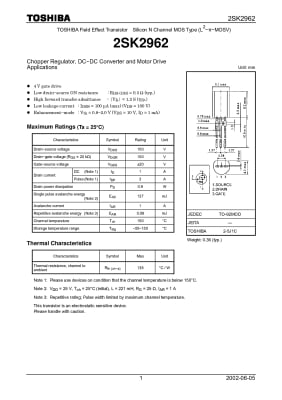 Транзистор 2SK2962 TO-92
