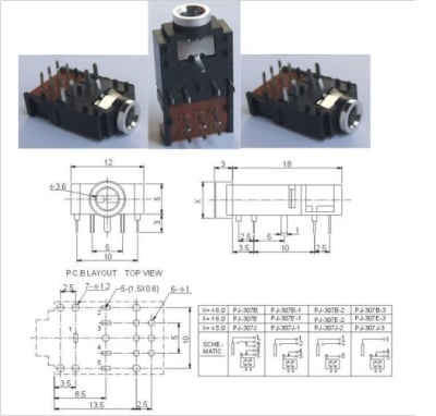 Букса PJ-307B * Pin 1/8\" 3.5mm
