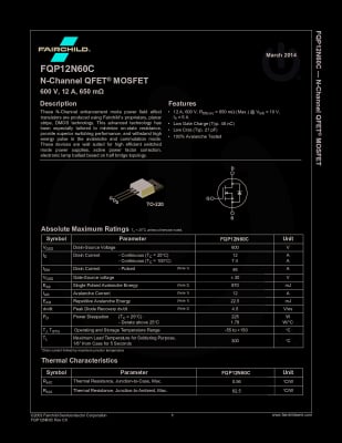 Транзистор FQP12N60C TO-220F