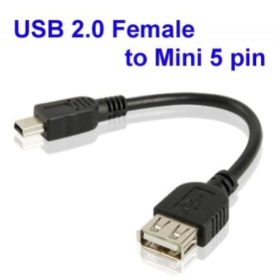 Кабел USB 2.0 AF TO MINI USB  MALE OTG ADAPTER R CABLE