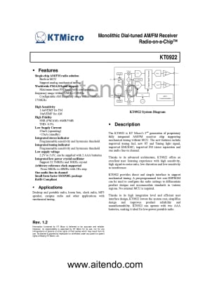 Интегрална схема  KT0922D SSOP20L SMD