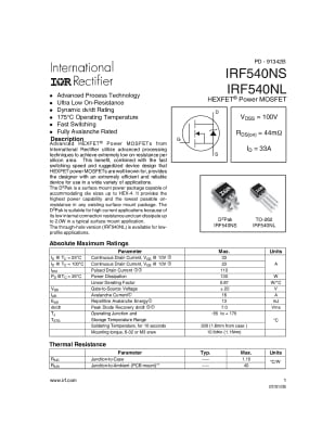 Транзистор IRF540NS D2PAK
